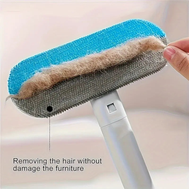Eco-Friendly Upgraded Reusable Pet Hair Remover Brush - Lightweight, Compact Design with Extra-Long Handle & Flexible Bristles for Effortless Cleaning of Dog & Cat Hair on Furniture and Bedding