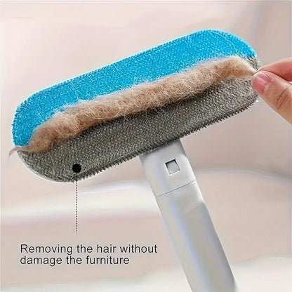 Eco-Friendly Upgraded Reusable Pet Hair Remover Brush - Lightweight, Compact Design with Extra-Long Handle & Flexible Bristles for Effortless Cleaning of Dog & Cat Hair on Furniture and Bedding