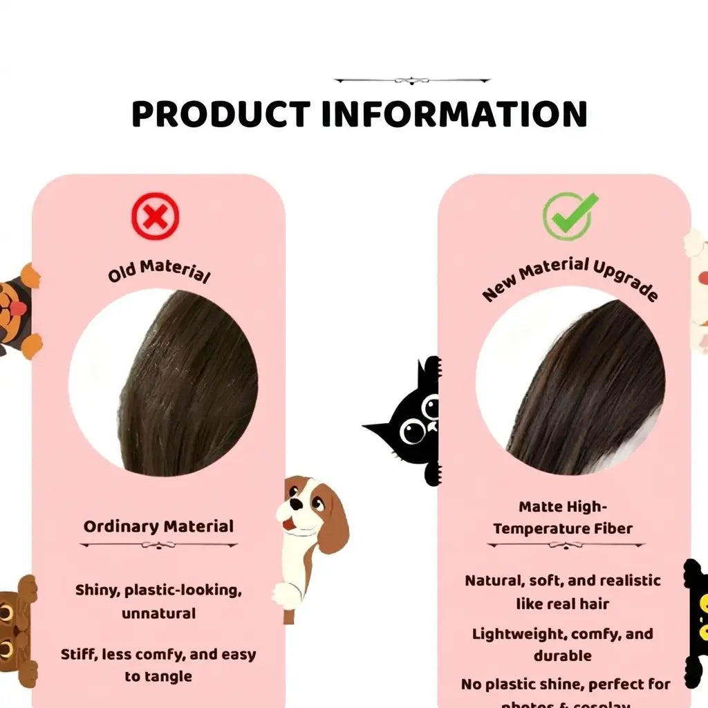 Adorable Pet Wig for Dogs & Cats - Fun DIY Cosplay Hair Accessory with Secure Elastic Band & Anti-Slip Buckle for Halloween, Holidays, Birthdays, and Photo Ops!