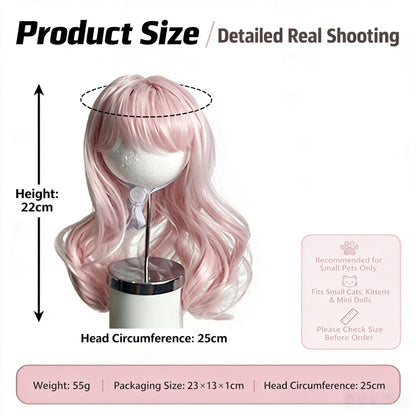 Adorable Pet Wig for Dogs & Cats - Fun DIY Cosplay Hair Accessory with Secure Elastic Band & Anti-Slip Buckle for Halloween, Holidays, Birthdays, and Photo Ops!