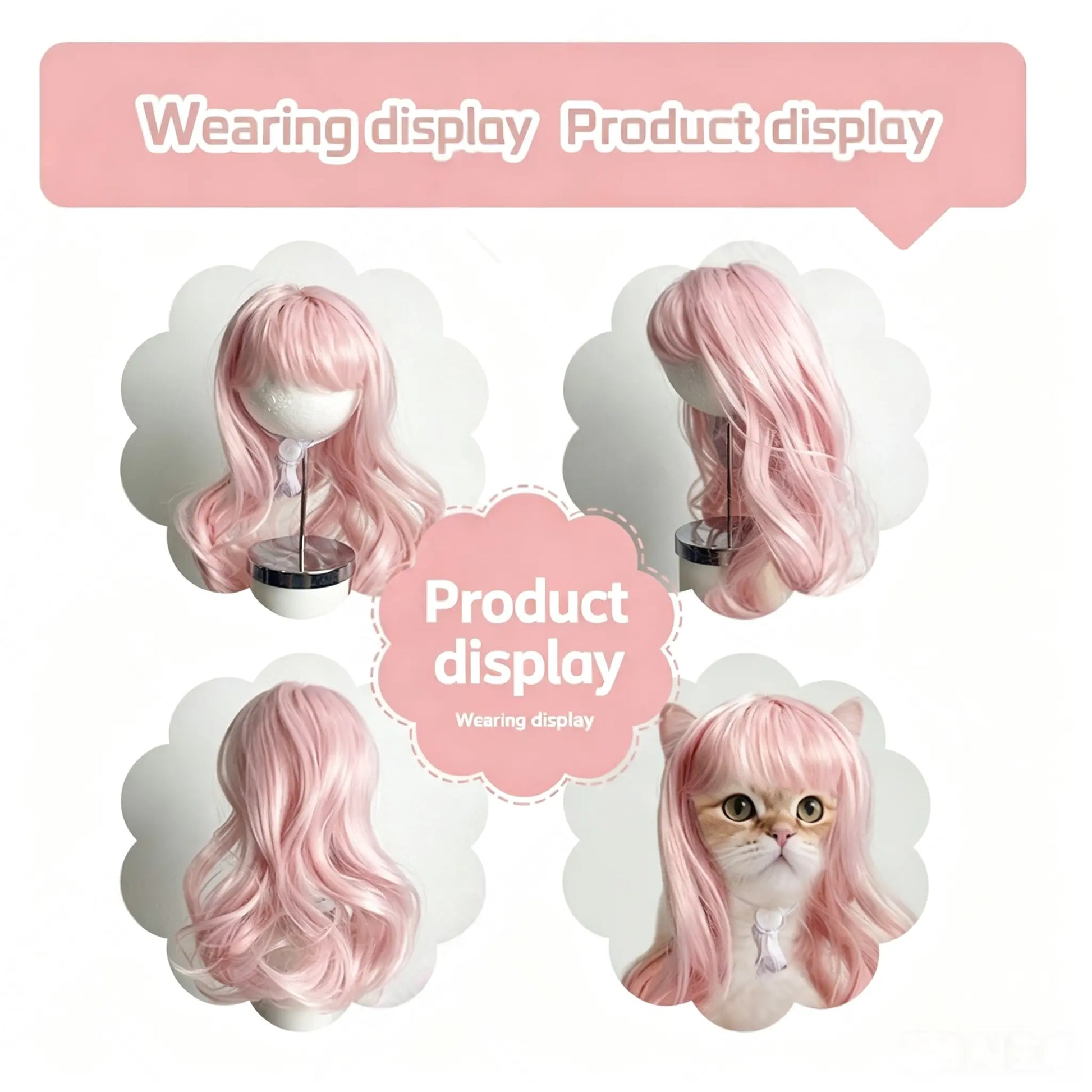 Adorable Pet Wig for Dogs & Cats - Fun DIY Cosplay Hair Accessory with Secure Elastic Band & Anti-Slip Buckle for Halloween, Holidays, Birthdays, and Photo Ops!