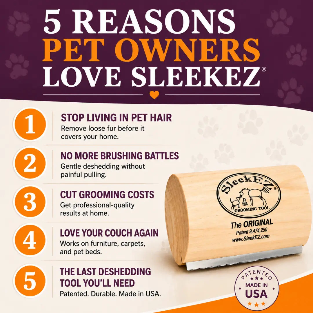 Sleekez Dog Brush - Ultimate Shedding & Grooming Tool for All Dog Breeds, 5" Compact Design, Lightweight & Effective