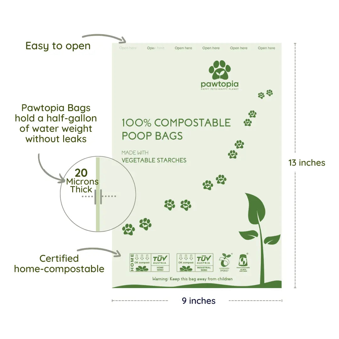 Pawtopia Eco-Friendly Home Compostable Dog Poop Bags - 480 Count Value Pack, Biodegradable & Leak Proof, Perfect for Dogs & Cats, Easy to Open, Give Back to the Planet!