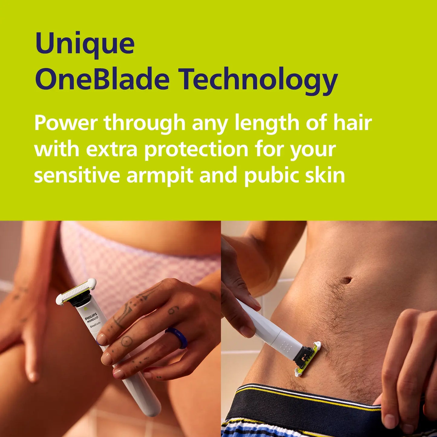 Philips Norelco Oneblade Intimate Pubic Groomer Smooth Steel Stainless Comfort