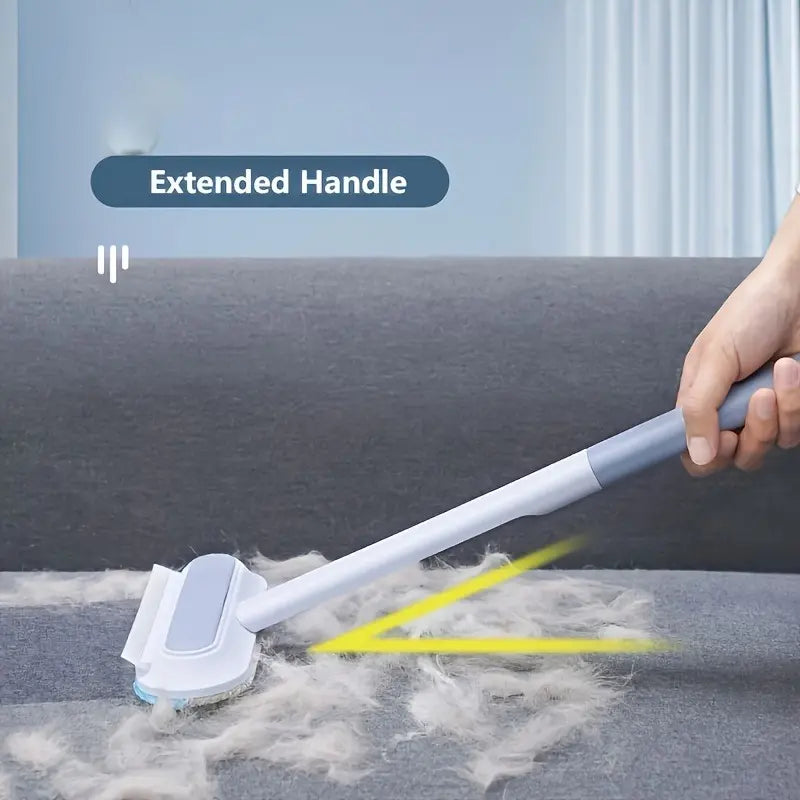 Eco-Friendly Upgraded Reusable Pet Hair Remover Brush - Lightweight, Compact Design with Extra-Long Handle & Flexible Bristles for Effortless Cleaning of Dog & Cat Hair on Furniture and Bedding