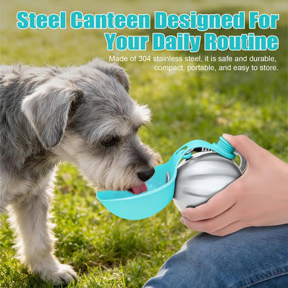 Lumikata 2-in-1 Portable Dog Water Bottle & Bowl - Leak-Proof Stainless Steel for Small Dogs, Perfect for Walks and Travel!