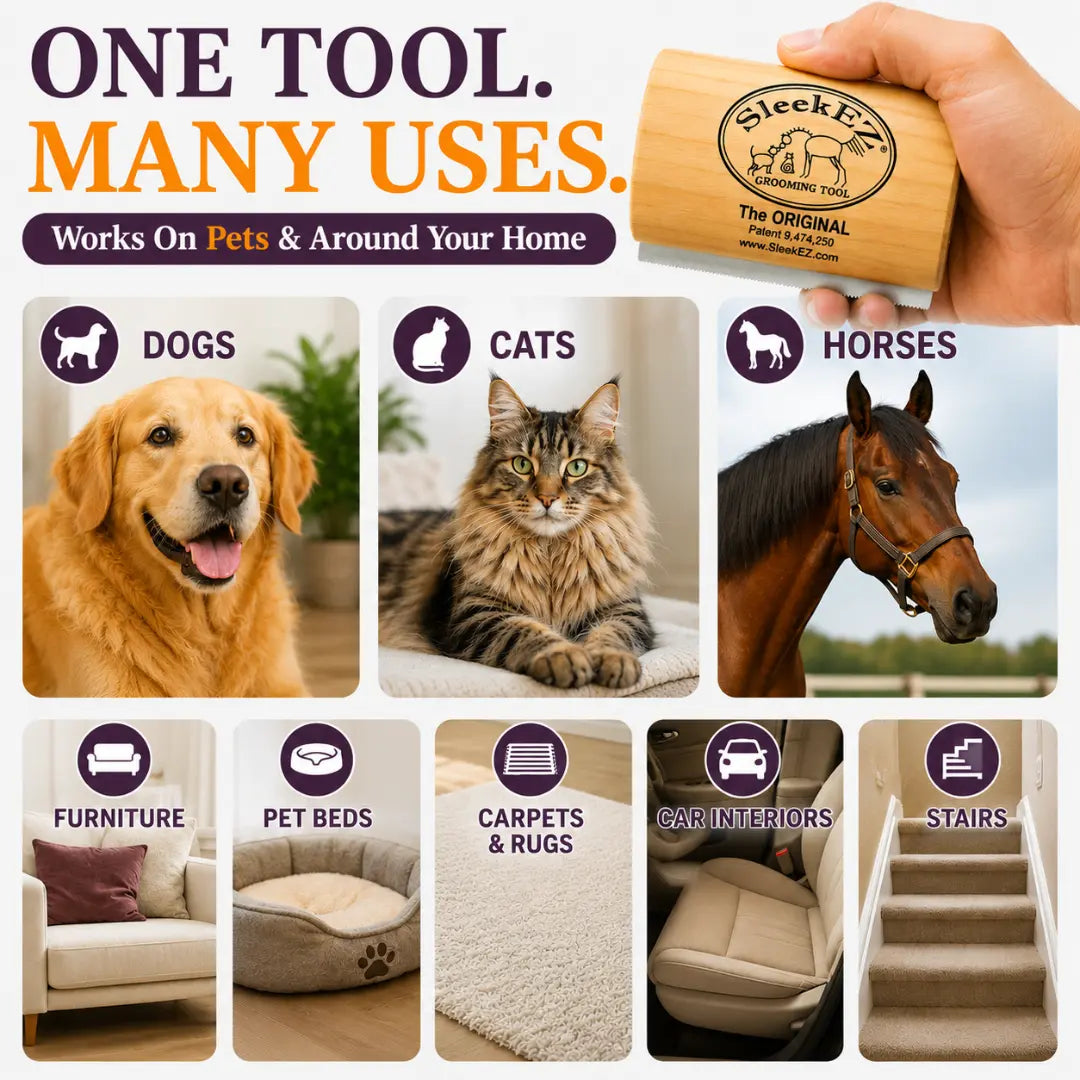 Sleekez Dog Brush - Ultimate Shedding & Grooming Tool for All Dog Breeds, 5" Compact Design, Lightweight & Effective