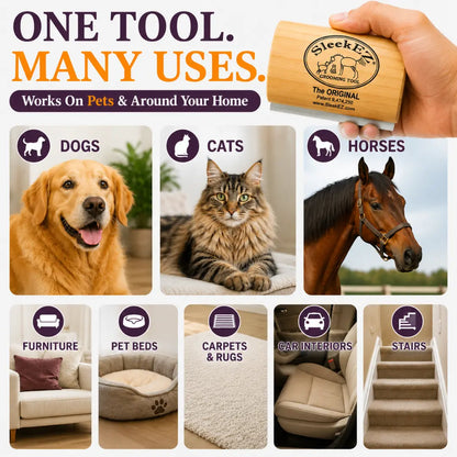 Sleekez Dog Brush - Ultimate Shedding & Grooming Tool for All Dog Breeds, 5" Compact Design, Lightweight & Effective