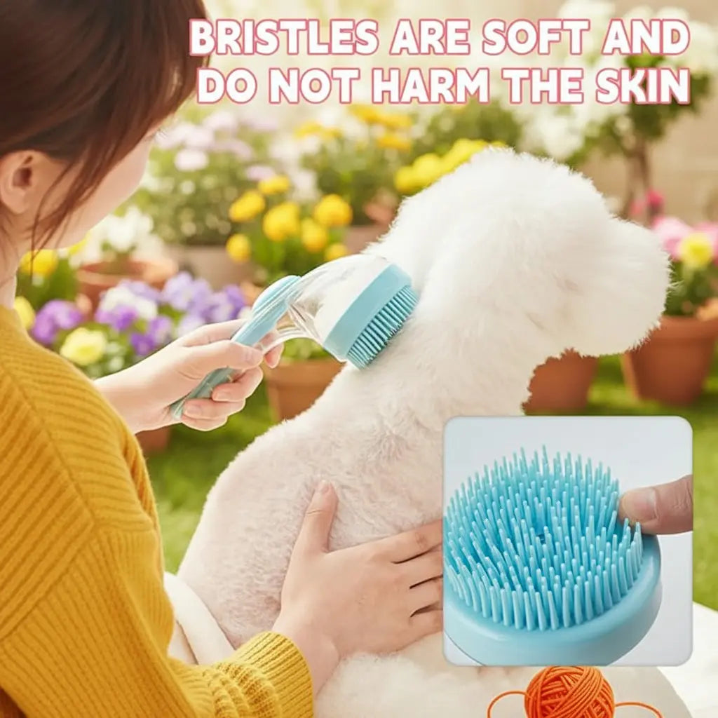 2026 Universal 2-in-1 Pet Bath & Grooming Brush with Soap Dispenser - Gentle Massage Aid for Dogs & Cats, Enhances Beauty & Saves on Dry Shampoo