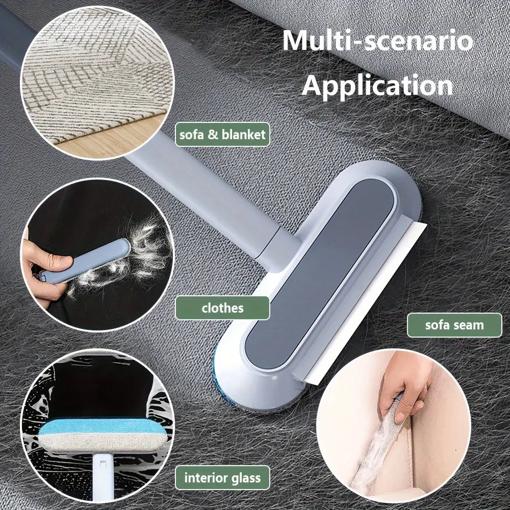 Eco-Friendly Upgraded Reusable Pet Hair Remover Brush - Lightweight, Compact Design with Extra-Long Handle & Flexible Bristles for Effortless Cleaning of Dog & Cat Hair on Furniture and Bedding