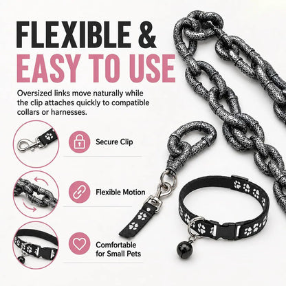 Stylish Plastic Chain Leash & Collar for Small Pets - Durable Control for Dogs & Cats