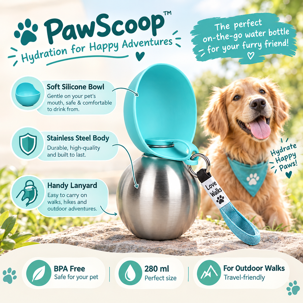 PawSip — The Pawsome 2 in 1 Travel Bottle ⭐