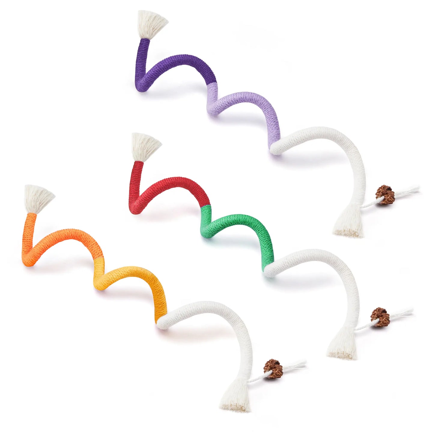 Potaroma 3-Pack Organic Cotton Snake Chew Ropes - Interactive Dental Care Toys for Kittens, Fresh Breath & Tartar Control, Perfect for Indoor Play
