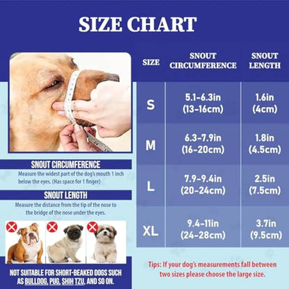 Back to School Adjustable Air Mesh Dog Muzzle - Prevent Biting, Licking & Chewing for All Dog Sizes