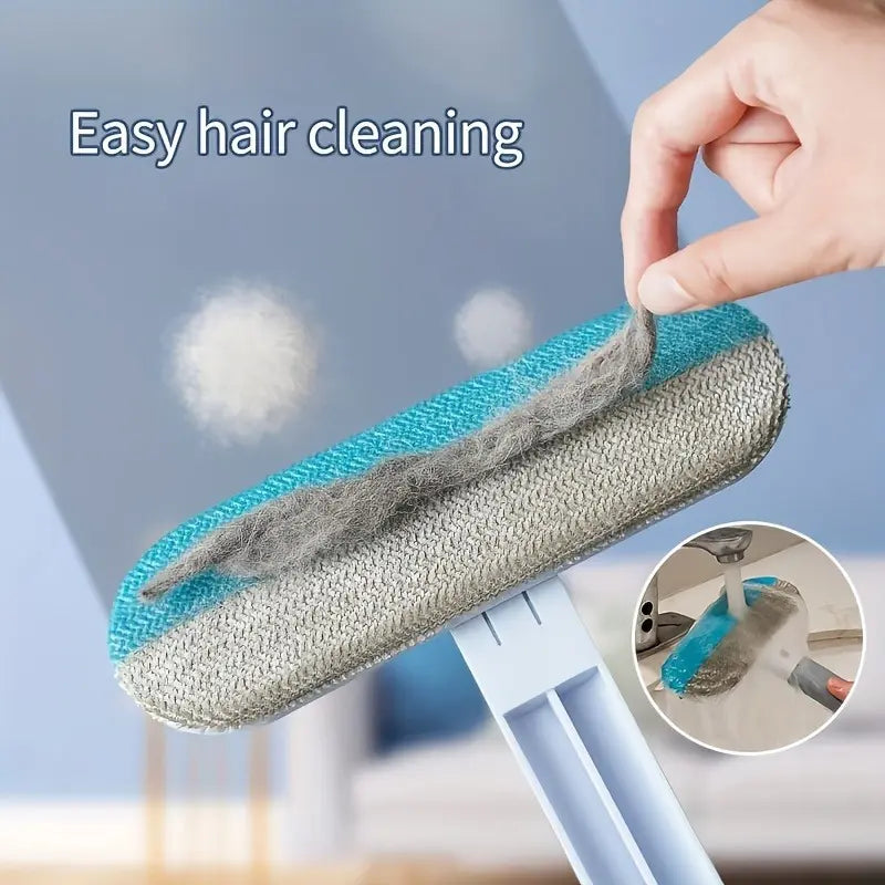 Eco-Friendly Upgraded Reusable Pet Hair Remover Brush - Lightweight, Compact Design with Extra-Long Handle & Flexible Bristles for Effortless Cleaning of Dog & Cat Hair on Furniture and Bedding