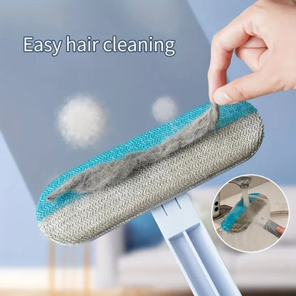 Eco-Friendly Upgraded Reusable Pet Hair Remover Brush - Lightweight, Compact Design with Extra-Long Handle & Flexible Bristles for Effortless Cleaning of Dog & Cat Hair on Furniture and Bedding