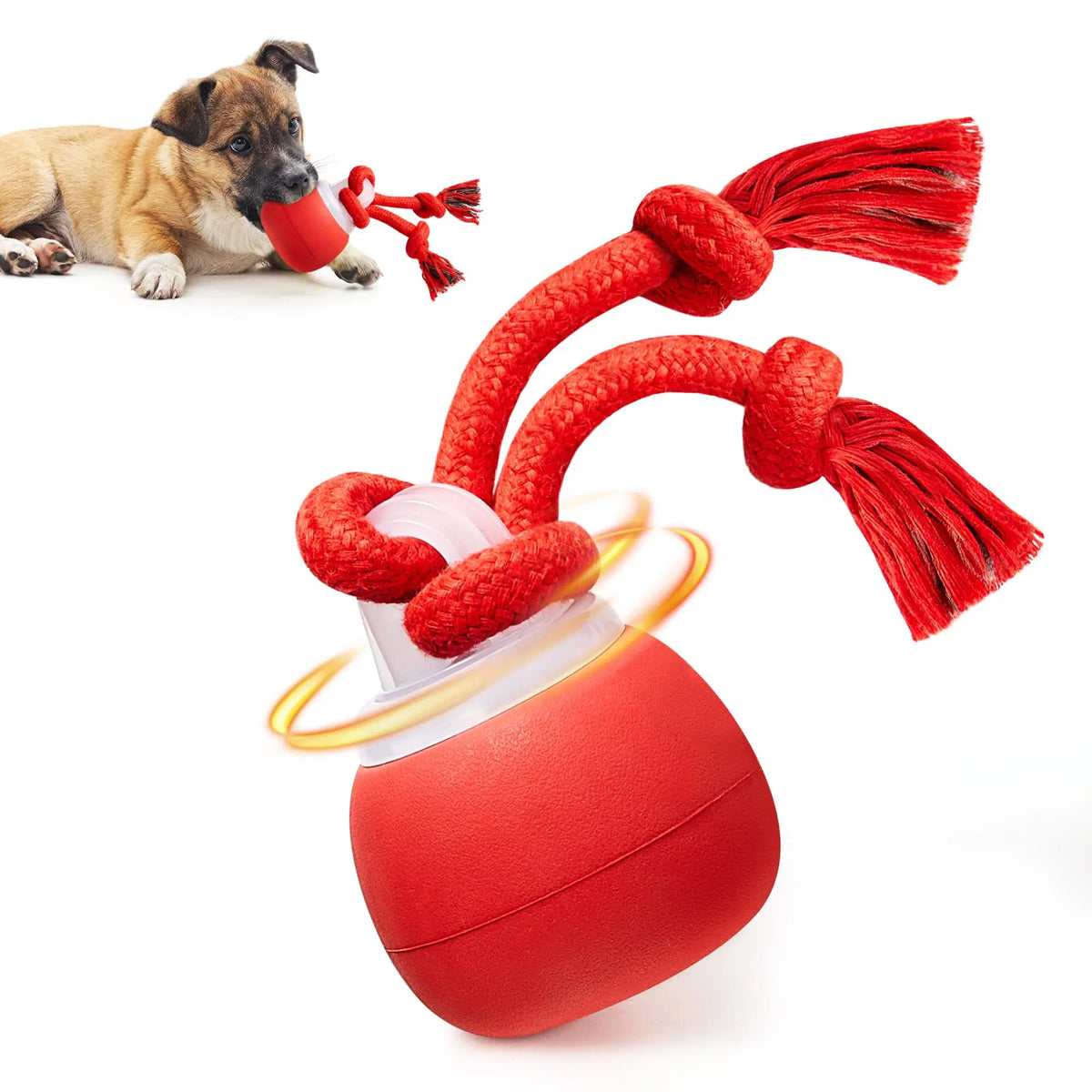 Potaroma Interactive Dog Ball Toy - Rechargeable Automatic Rolling Squeaky Ball for Indoor Fun & Training - Perfect for Small to Medium Breeds (Dark Red)