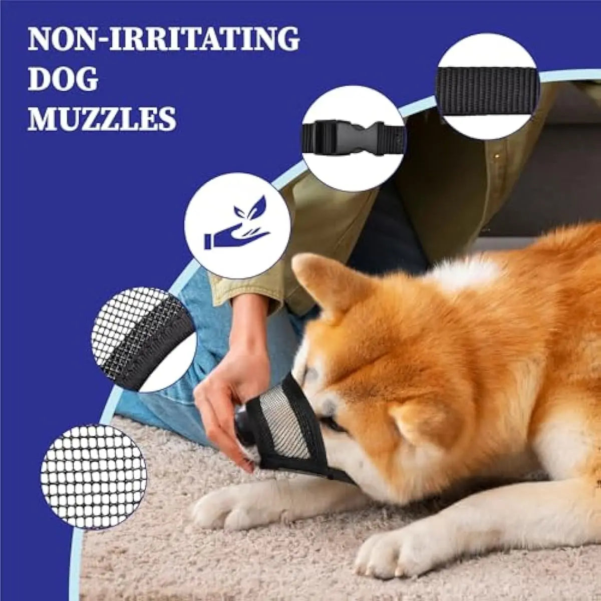 Back to School Adjustable Air Mesh Dog Muzzle - Prevent Biting, Licking & Chewing for All Dog Sizes