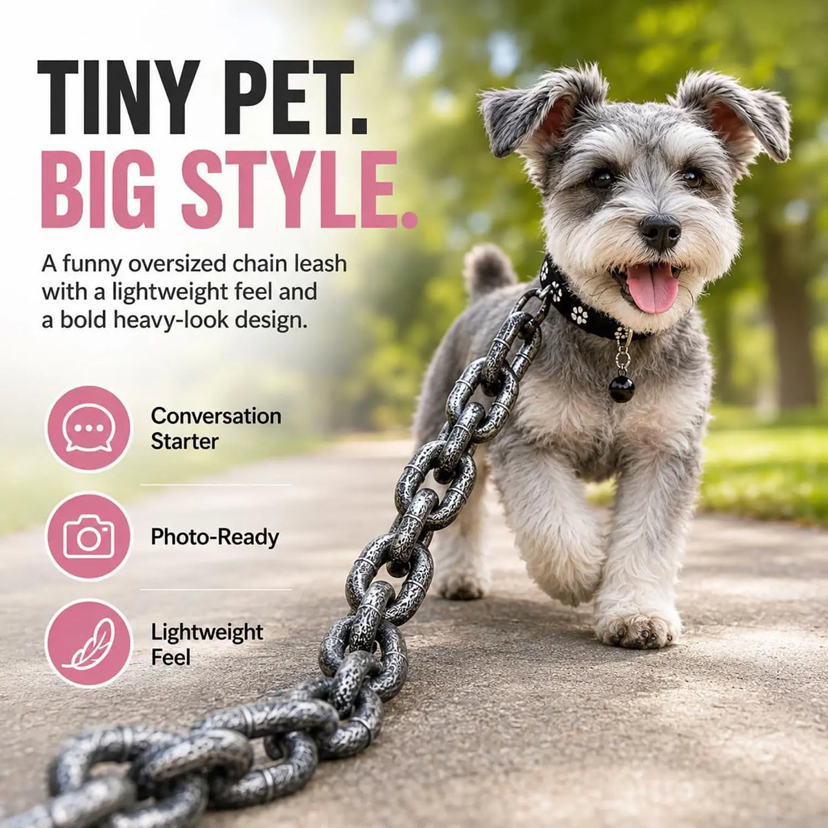 Stylish Plastic Chain Leash & Collar for Small Pets - Durable Control for Dogs & Cats
