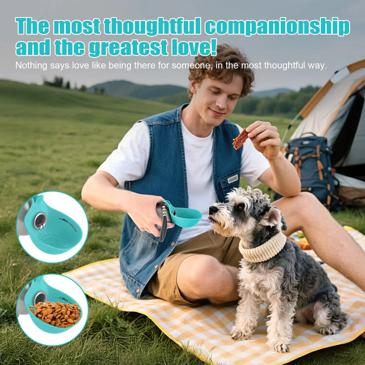 Lumikata 2-in-1 Portable Dog Water Bottle & Bowl - Leak-Proof Stainless Steel for Small Dogs, Perfect for Walks and Travel!