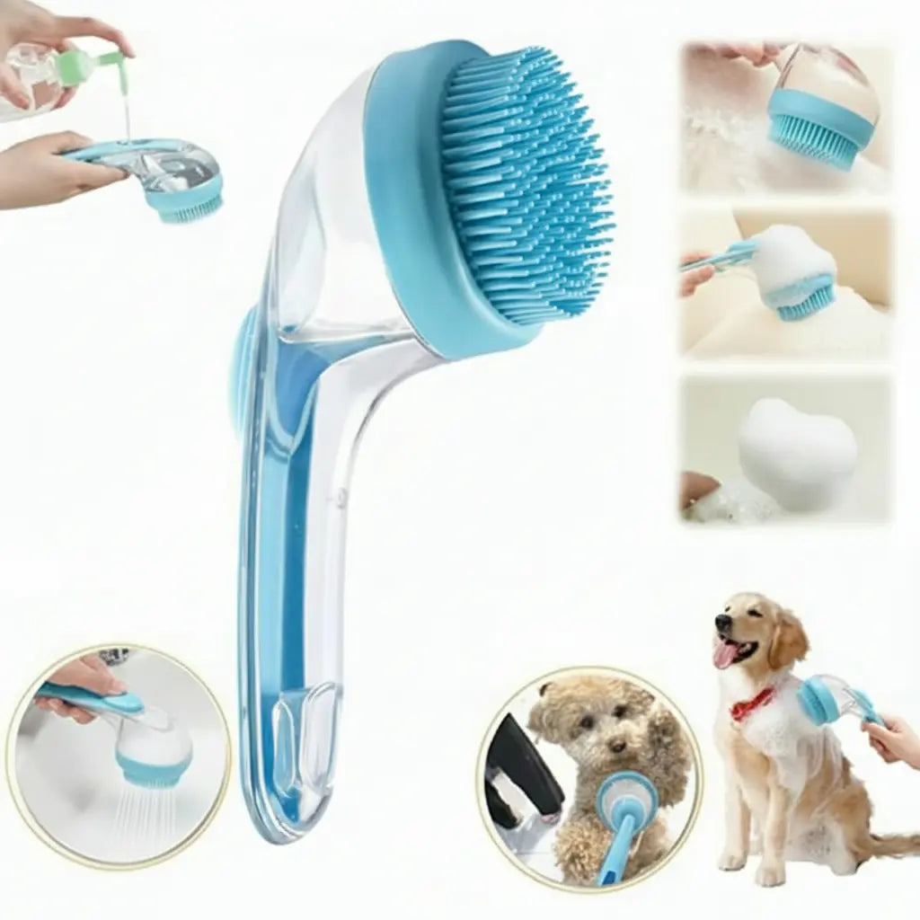 2026 Universal 2-in-1 Pet Bath & Grooming Brush with Soap Dispenser - Gentle Massage Aid for Dogs & Cats, Enhances Beauty & Saves on Dry Shampoo