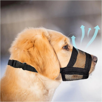 Back to School Adjustable Air Mesh Dog Muzzle - Prevent Biting, Licking & Chewing for All Dog Sizes