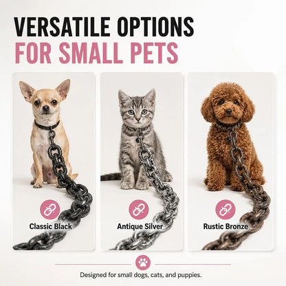Stylish Plastic Chain Leash & Collar for Small Pets - Durable Control for Dogs & Cats
