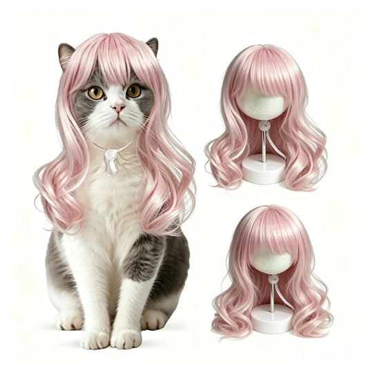 Adorable Pet Wig for Dogs & Cats - Fun DIY Cosplay Hair Accessory with Secure Elastic Band & Anti-Slip Buckle for Halloween, Holidays, Birthdays, and Photo Ops!